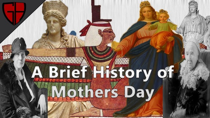 A historical timeline or illustration depicting the founder of Mother’s Day and early celebrations.