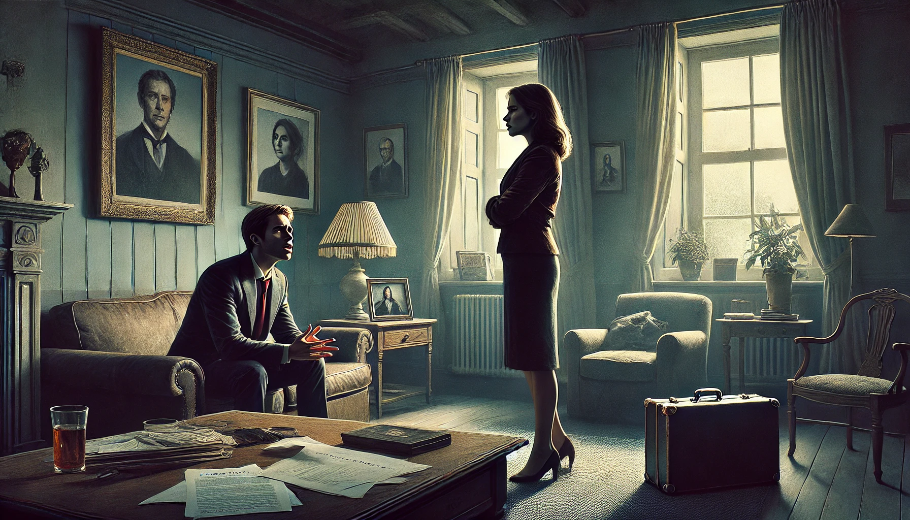A-dramatic-and-emotional-scene-illustrating-a-mother-confronting-her-ex-partner-in-a-tense-setting.-The-mother-is-depicted-as-resolute-and-protective.